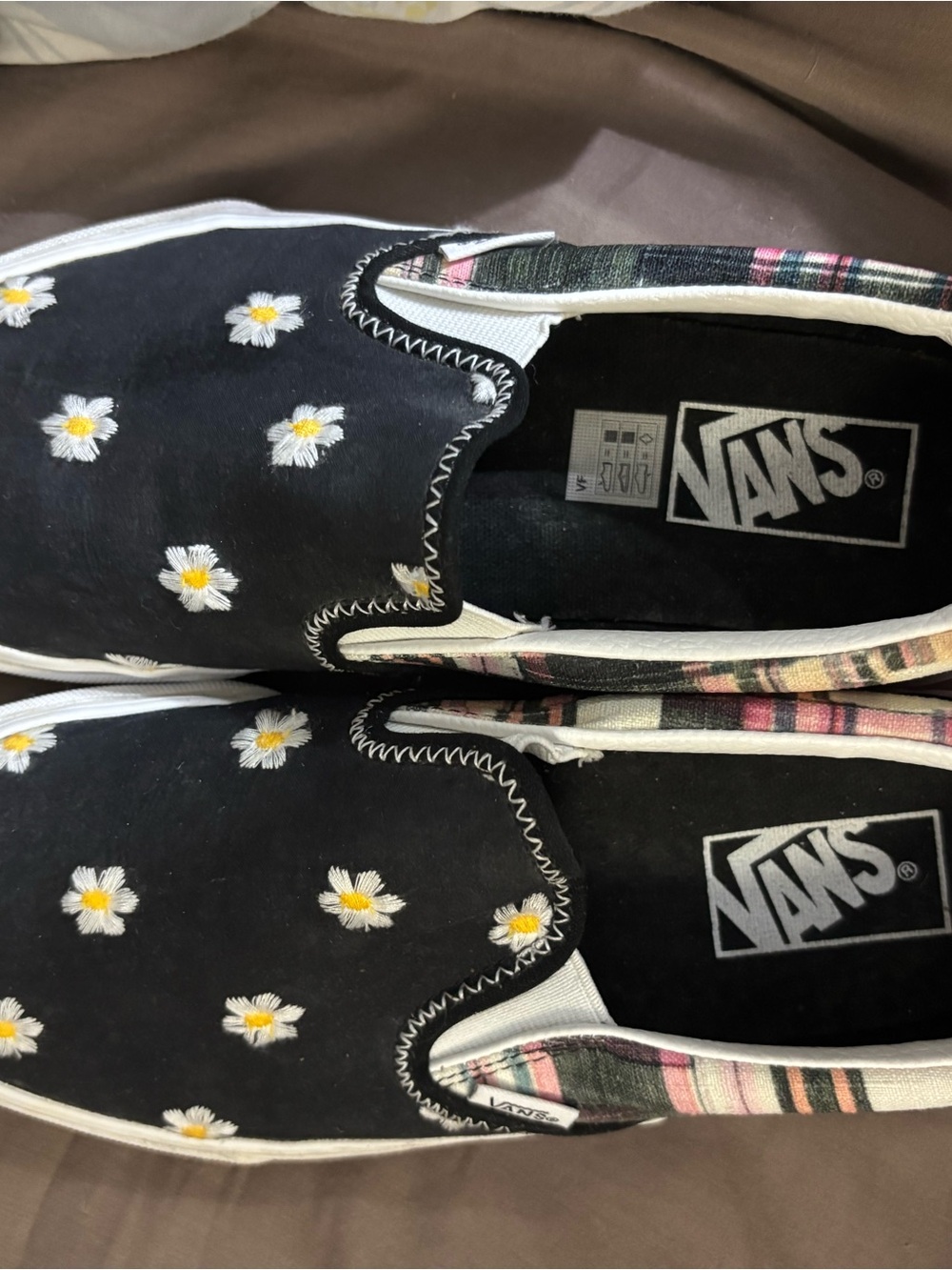 Vans Low-Top Slip-On Sneakers in Black, White & Gum